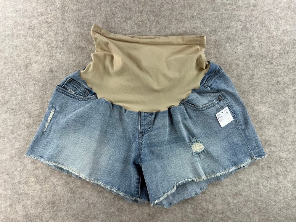 Motherhood Maternity Indigo Blue Secret Fit Belly Denim Jean Shorts Size XL NEW